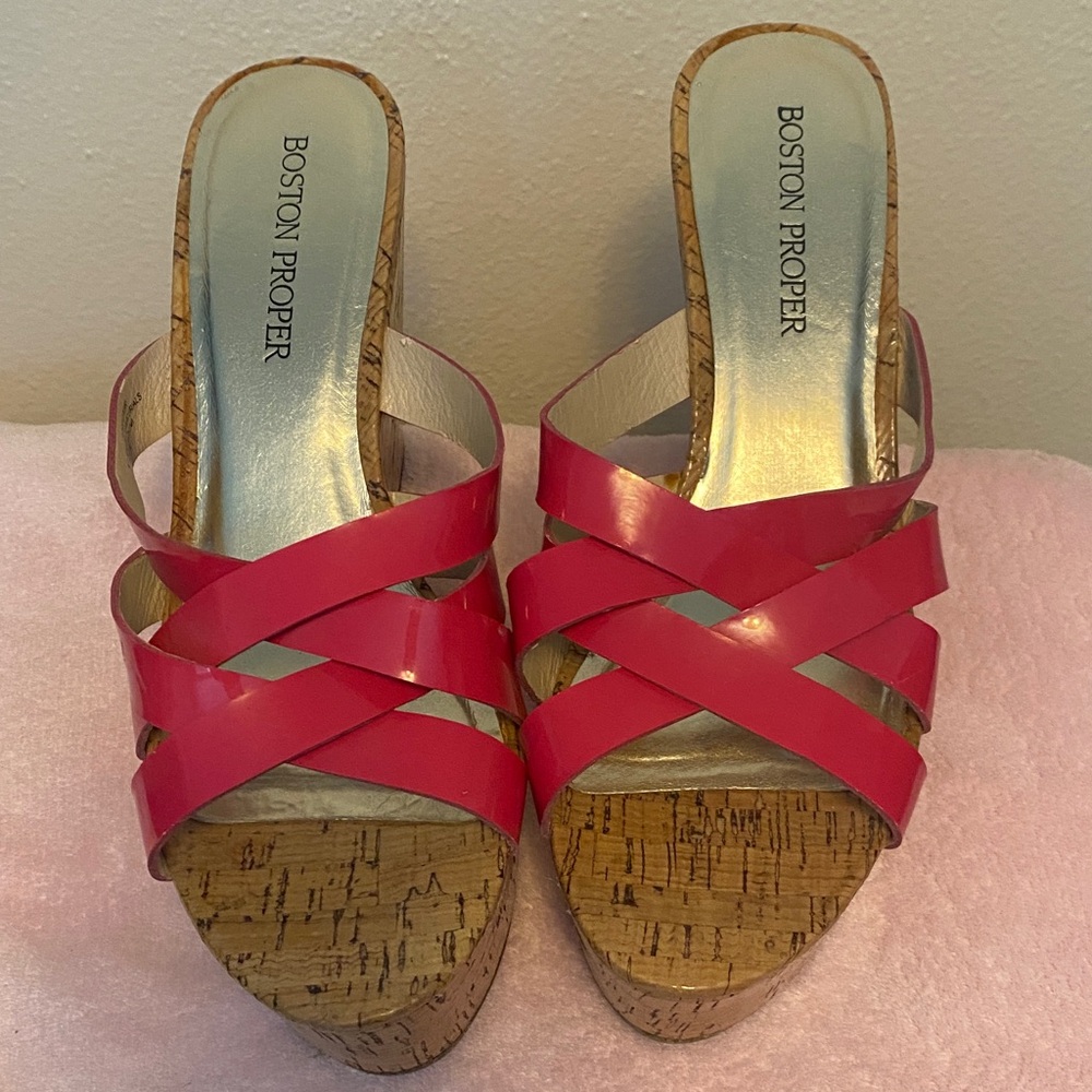 Boston Proper Pink Cork Platform Sandals